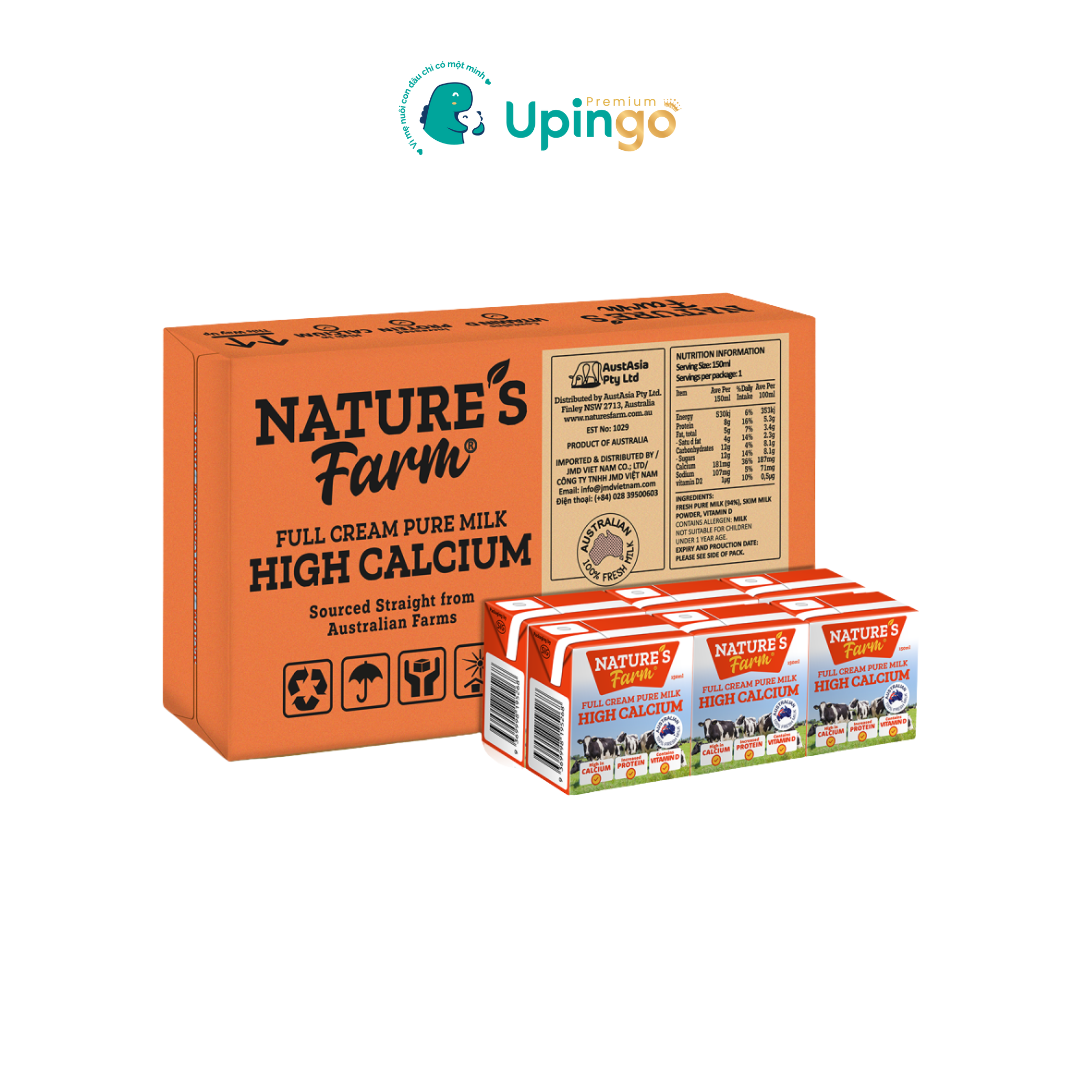 Sữa tươi nguyên kem canxi cao Nature's Farm high canxi hộp 150ml - thùng 24 hộp